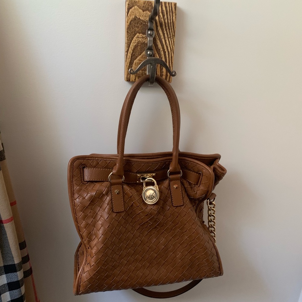 Michael Kors Tan Woven Tote Bag